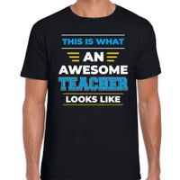 An awesome teacher / een geweldige leraar cadeau t-shirt zwart voor heren