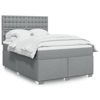 Boxspring met matras stof lichtgrijs 140x200 cm