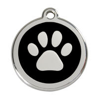 Paw Print Black roestvrijstalen hondenpenning large/groot dia. 3,8 cm - RedDingo