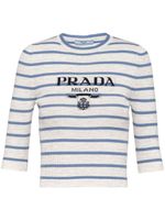 Prada pull en laine à logo intarsia - Gris