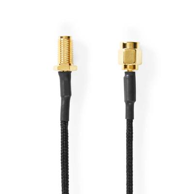 Nedis Antennekabel | SMA Female | SMA Male | Verguld | 50 Ohm | Enkelvoudig Afgeschermd | 0.50 m | Rond | Gevlochten | Zwart | Label - CSGL02020BK05