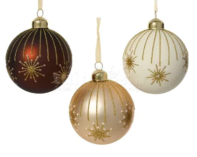 Kerstbal Glitter Ster Glas Ø8cm Assorti 1st