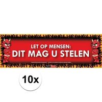 10x Sticky Devil stickers tekst Mag u stelen