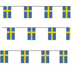 3x Papieren vlaggenlijn Zweden landen decoratie   -