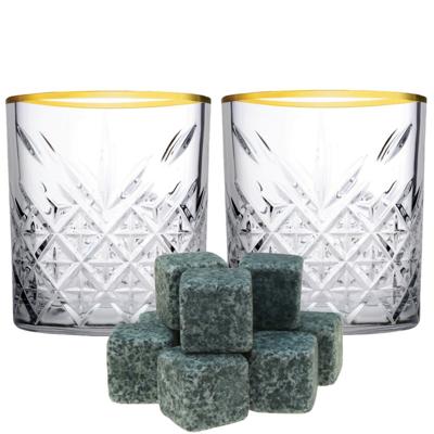 Whiskyglazen - set 4x stuks - 350 ml - incl 9x whisky ijsblokstenen - cadeau set