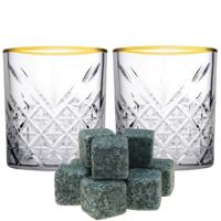 Whiskyglazen - set 4x stuks - 350 ml - incl 9x whisky ijsblokstenen - cadeau set - thumbnail