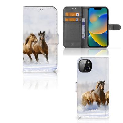 iPhone 14 Plus | Telefoonhoesje | Met pasjeshouder | Paarden