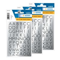 Stickervelletjes met 648x stuks alfabet plak letters zwart/zilver 13x12 mm