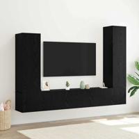 Tv-meubelset 4 pcs Zwart eiken 30.5 x 30 x 110 cm Bewerkt hout