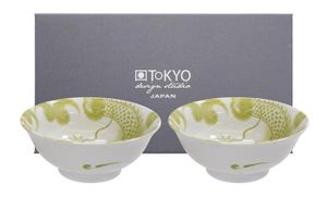 Witte Kom met Groene Print - Tokyo Design Studio - 21 x 8.6cm