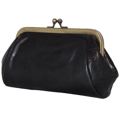 Leather Design Beugel Portemonnee / Beursje Zwart