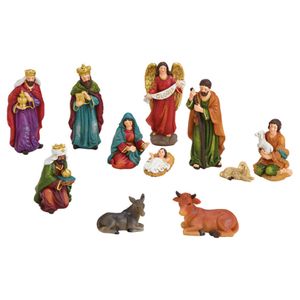 Set van 11x stuks kerststal beelden/kerstbeelden 3 tot 12 cm