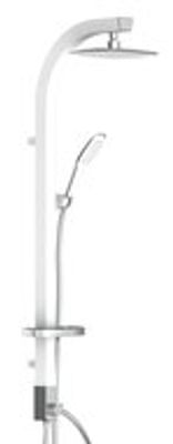 MADAGASKAR hoofddoucheset, wit-chroom hoofdouche ca. 17,5 x 17,5 cm moderne, hoekige handdouche met wandhouder handdouche, (b x l) ca. 3,8 x 23,5 cm lichaam van aluminium, lengte 120 cm meta