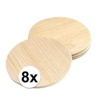 Glazen onderzetters - 8x stuks - rond - hout - D10 cm - glas onderleggers