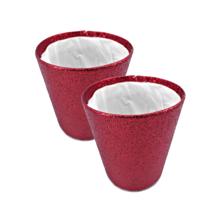 Gerimport Plantenmand - 2x - rood glitter - bloempot - 15 x 14 cm - kerst