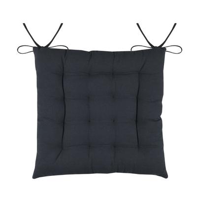 Stof Textile stoelkussens DUO - antraciet - 38 x 38 x 3.5 cm - touwtjes sluiting