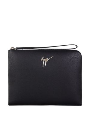 Giuseppe Zanotti pochette à plaque logo - Noir