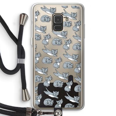 Poezen: Samsung Galaxy A8 (2018) Transparant Hoesje met koord