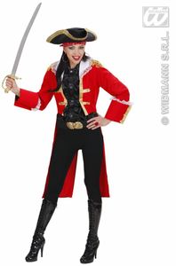 Piratenkapitein vrouw rood