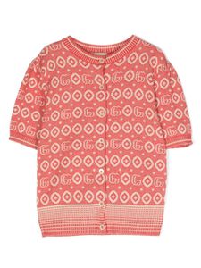 Gucci Kids Double-G-pattern ribbed cardigan - Tons neutres