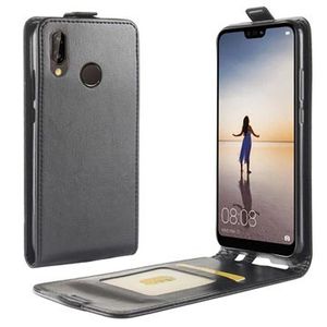 Huawei P20 Lite Verticale Flip Case met Kaartsleuf - Zwart