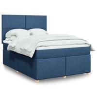 Boxspring met matras stof blauw 140x190 cm