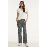 Geisha high waist wide leg palazzo broek met all over print zwart/wit - thumbnail