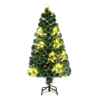 120 cm Glasvezel Kerstboom Kunstkerstboom met Vooraf Geïnstalleerde Lampen
