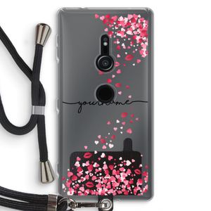 Hartjes en kusjes: Sony Xperia XZ2 Transparant Hoesje met koord