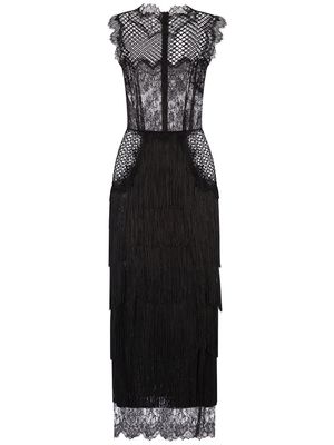 Dolce & Gabbana robe mi-longue à empiècement transparent - Noir