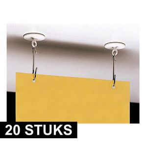 20x Zelfklevende ophang oogjes van wit kunststof