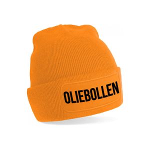 Oliebollen muts unisex - one size - oranje - apres-ski muts One size  -