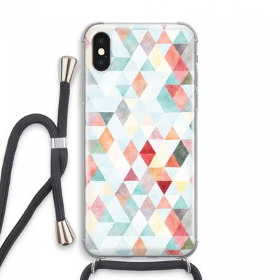 Gekleurde driehoekjes pastel: iPhone XS Max Transparant Hoesje met koord
