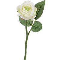 Top Art Kunstbloem roos Nina - wit - 27 cm - kunststof steel - decoratie bloemen - Kunstbloemen