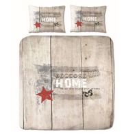 The Cotton Collection - Dekbedovertrek - Welcome Home - 200x200/220+2*60x70 cm - Rood - thumbnail