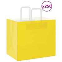 VidaXL Papieren zakken 250 st met hengsels 32x22x28 cm geel