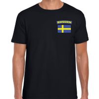 Sweden t-shirt met vlag Zweden zwart op borst voor heren