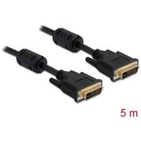 Delock 83113 DVI-kabel DVI Aansluitkabel DVI-I 24+5-polige stekker, DVI-I 24+5-polige stekker 5.00 m Zwart Met Ferrietkern