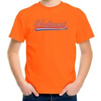 Oranje t-shirt Holland - Nederland supporter - met vlag wimpel - voor kinderen - koningsdag