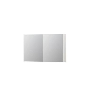 INK SPK1 Spiegelkast - 100x14x60cm - 2 deuren - dubbelzijdige Spiegel - schakelaar en stopcontact - MDF lak wit hoogglans 1110656