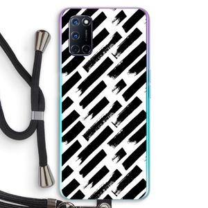 Zwarte vegen: Oppo A72 Transparant Hoesje met koord