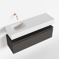 Toiletmeubel Mondiaz Andor | 100 cm | Meubelkleur Dark grey | Lex vrijhangend wastafel Talc Links | Zonder kraangat