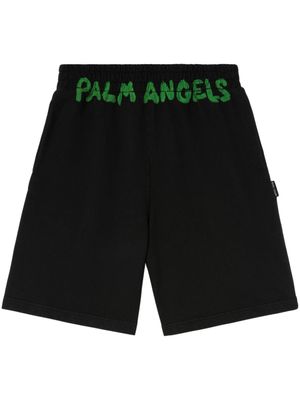 Palm Angels short de sport en coton à logo imprimé - Noir