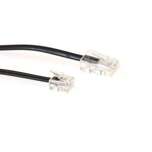 ACT TD5308 Zwarte Platte Telefoonkabel | RJ11 en RJ45 connectoren | Zwart | 3 meter