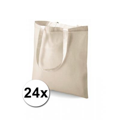 Draagtasje met hengsels - 24x - naturel - 42 x 38 cm - katoen - 10 liter - boodschappen - gymtas Draagtasje met hengsels - 24x - naturel - 42 x 38 cm - katoen - 10 liter - boodschappen - gymtas