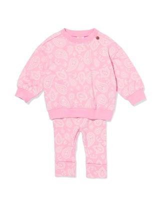 HEMA Babykledingset comfy fit sweatstof paisley roze (roze)