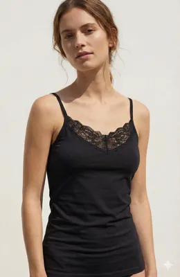 Dames hemd modal, kant - Comfortabele Vrouwen singlet - Spaghetti bandjes