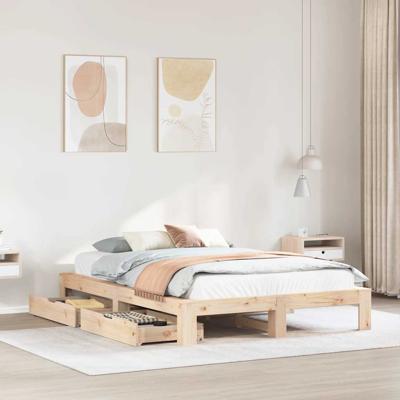 Bedframe zonder matras massief grenenhout 150x200 cm