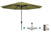 Madison Paros 2 Luxe stokparasol 3 m. rond - Sage green met Sevilla voet en hoes Madison Paros 2 Luxe stokparasol 3 m. rond - Sage green met Sevilla voet en hoes