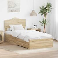 Bedframe met hoofdeinde Sonoma Eiken 90 x 190 cm Bewerkt hout